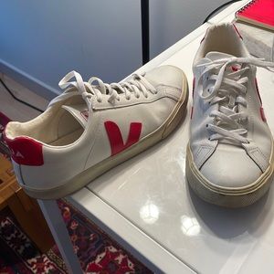 Veja leather sneakers with a red V